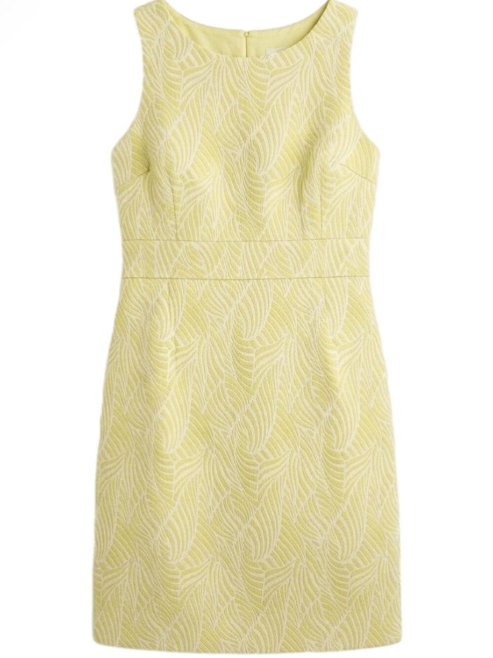 Ann Taylor Yellow Ivory Leaf Jacquard Sheath Dress